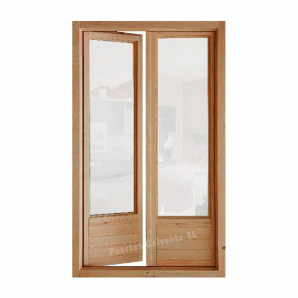 Ventana Balconera de Madera Pino 2 Hojas
