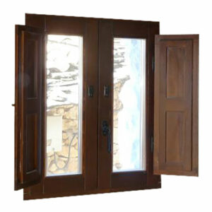 Ventana de Madera Iroko con Porticón